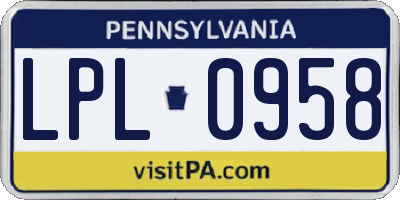 PA license plate LPL0958