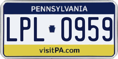 PA license plate LPL0959