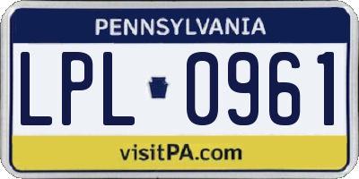 PA license plate LPL0961