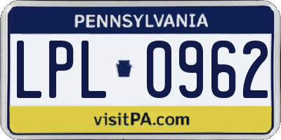 PA license plate LPL0962