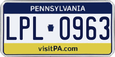 PA license plate LPL0963
