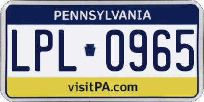 PA license plate LPL0965