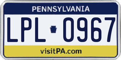 PA license plate LPL0967