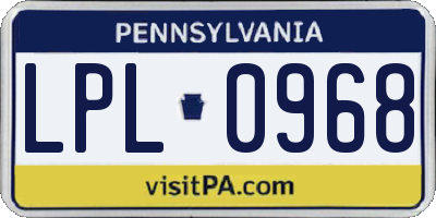 PA license plate LPL0968
