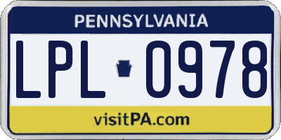 PA license plate LPL0978