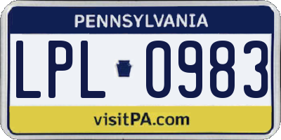 PA license plate LPL0983