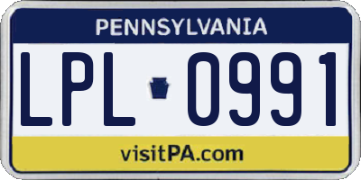 PA license plate LPL0991