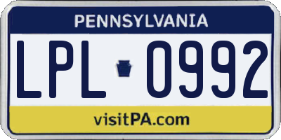 PA license plate LPL0992