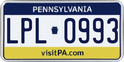 PA license plate LPL0993