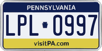 PA license plate LPL0997