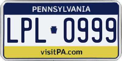 PA license plate LPL0999