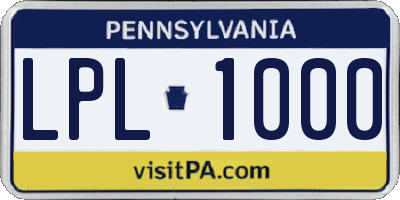 PA license plate LPL1000