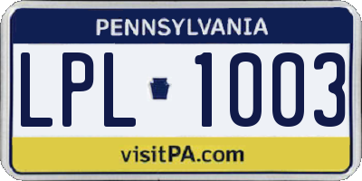 PA license plate LPL1003