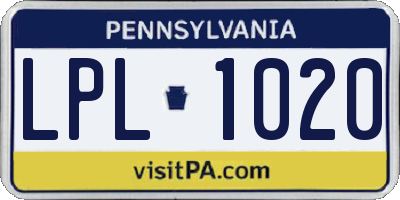 PA license plate LPL1020