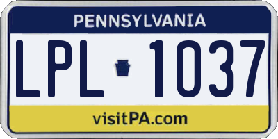 PA license plate LPL1037
