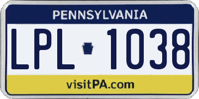 PA license plate LPL1038