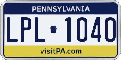 PA license plate LPL1040