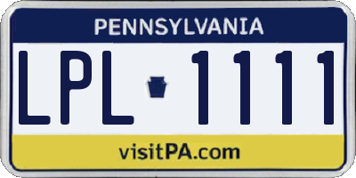 PA license plate LPL1111