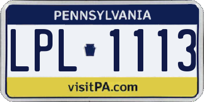 PA license plate LPL1113