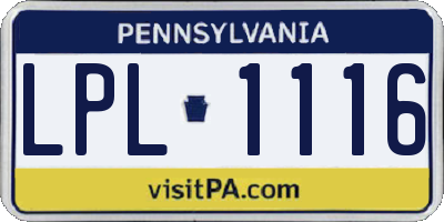 PA license plate LPL1116