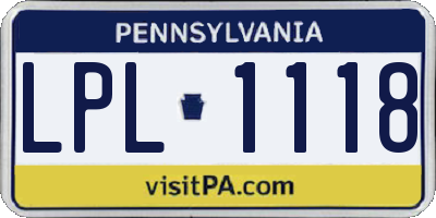 PA license plate LPL1118