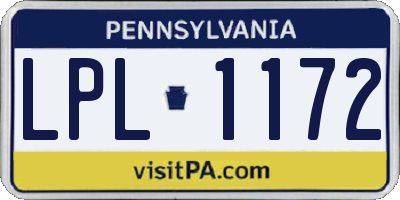 PA license plate LPL1172