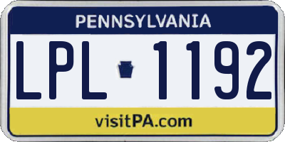PA license plate LPL1192
