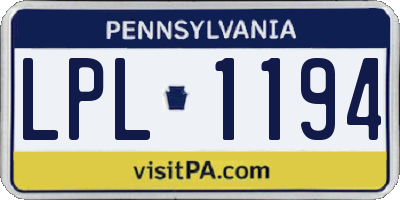 PA license plate LPL1194