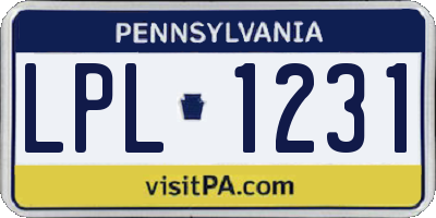 PA license plate LPL1231