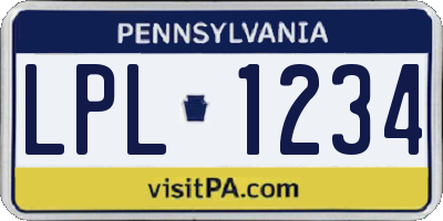 PA license plate LPL1234