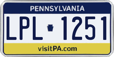 PA license plate LPL1251