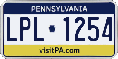 PA license plate LPL1254