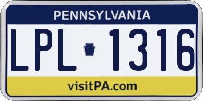 PA license plate LPL1316