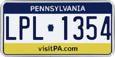 PA license plate LPL1354