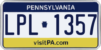 PA license plate LPL1357