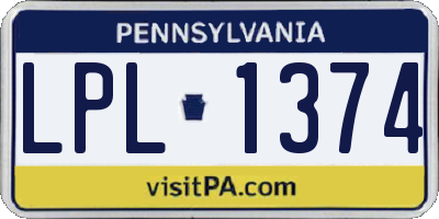 PA license plate LPL1374