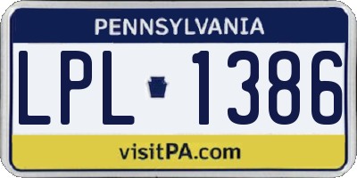 PA license plate LPL1386