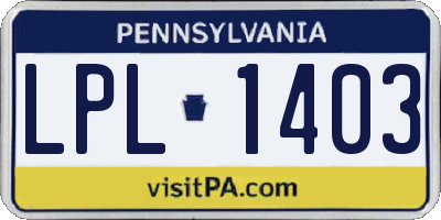 PA license plate LPL1403