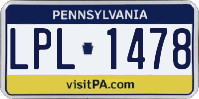 PA license plate LPL1478
