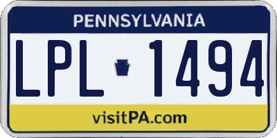 PA license plate LPL1494