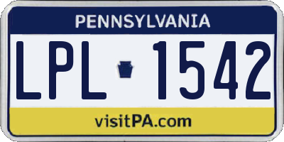 PA license plate LPL1542