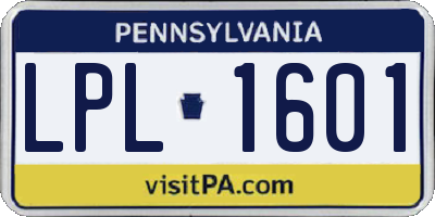 PA license plate LPL1601