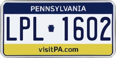 PA license plate LPL1602