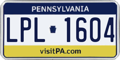 PA license plate LPL1604