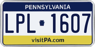 PA license plate LPL1607