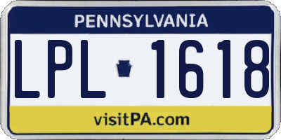 PA license plate LPL1618