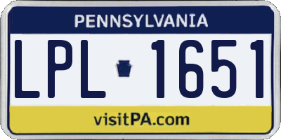 PA license plate LPL1651