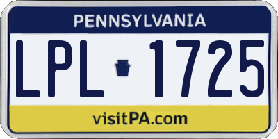 PA license plate LPL1725
