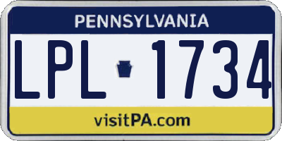 PA license plate LPL1734