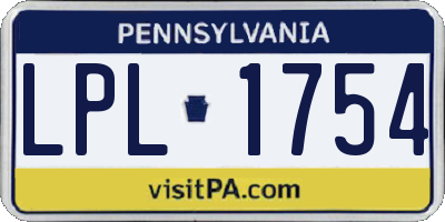 PA license plate LPL1754